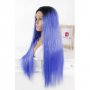 Дълга права синя лейс фронт перука Алиа, снимка 5