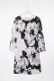 Рокля “Black & White Floral Chic” – Дамска рокля с реглан ръкав и трапецовидна линия арт.1544, снимка 5