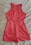 Дамски къс гащеризон в цвят корал, снимка 2