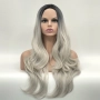 Парти хелоуин сребристо руса перука с тъмни корени на път, снимка 2
