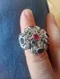 Уникален  сребърен пръстен с камъни, снимка 10