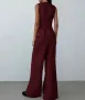 Елегантен дамски сет бордо панталон и елек, снимка 3