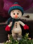 подарък за Коледа. Снежен човек, Ръчно изработена, Плетена играчка
