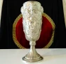 Бокал от калай,чаша за вино,глава на Овен,Ангели,барок., снимка 2