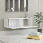 vidaXL ТВ шкаф, бял, 100x30x30 см, инженерно дърво, снимка 3