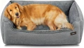 Легло за кучета Feandrea, легло за домашни любимци с ленен вид, разтегателен диван за кучета с повди, снимка 2