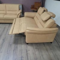 Комплект дивани две двойки от плат цвят карамел LS672117, снимка 7 - Дивани и мека мебел - 44216016
