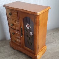 Стара дървена кутия за бижута,шкаф, снимка 6 - Антикварни и старинни предмети - 42223025