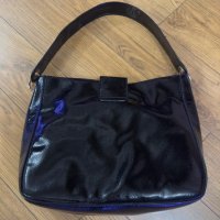 Черна дамска чанта SaraPen от естествен велур и лак, снимка 5 - Чанти - 44223355