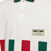 GUCCI Polo GG Patch Logo Striped Мъжка Тениска с Яка size S, снимка 5 - Тениски - 36371272