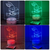 Нова 3D лампа с Великденско зайче + дистанционно, снимка 1 - Настолни лампи - 36098497