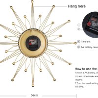 Стенен часовник Lafocuse Sunburst, 56 см, работи с батерия, снимка 9 - Други стоки за дома - 44393101