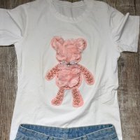  нов сет комплект розово мече перли  костюм от две части къси дънкови панталонки тениска T-shirt , снимка 5 - Комплекти - 40368001