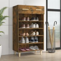 Шкаф за обувки, опушен дъб, 60x35x105 см, инженерно дърво, снимка 7 - Шкафове - 40301933