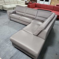 Сив кожен ъглов диван с функция ракла "PN-EM19075", снимка 3 - Дивани и мека мебел - 39688840