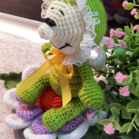 Плетена играчка Буболечка+голямо цвете, Плетени, ръчно изработени., снимка 6 - Романтични подаръци - 32279475
