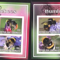 Чисти блокове Фауна Земни Пчели 2017 от Габон, снимка 1 - Филателия - 42135403