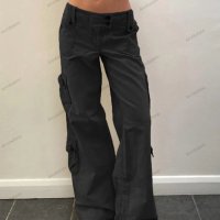 Дамски карго панталони с нестандартен дизайн в ретро стил с голям джоб и широк колан, 2цвята - 024, снимка 6 - Панталони - 41776500