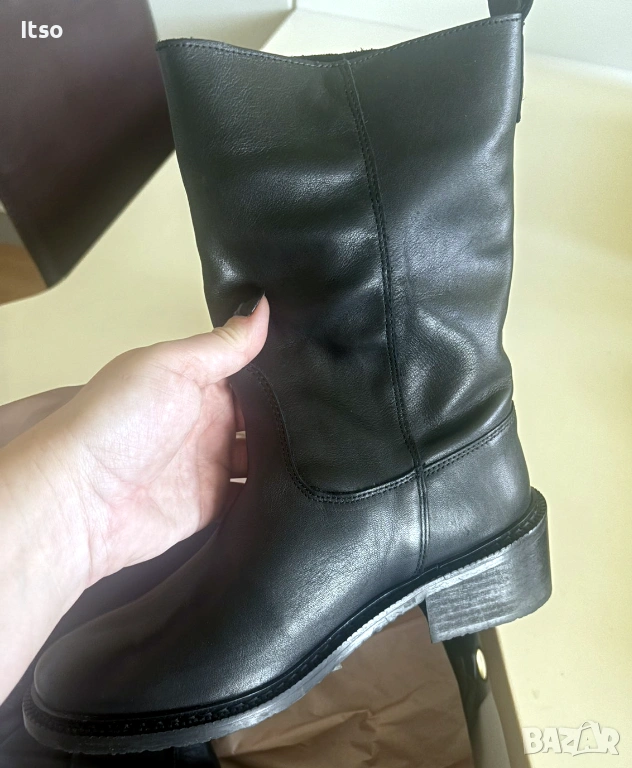 Mos Mosh - чисто нови дамски ботуши, естествена кожа, черни, No 37, снимка 1