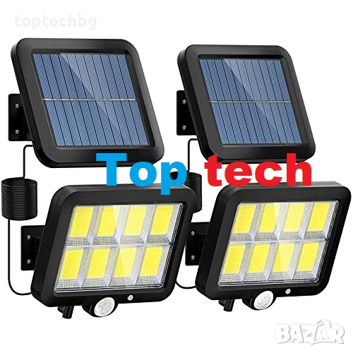 2 броя 500W Соларен прожектор с отделен панел с 3 режима на работа, 5м кабел, снимка 1