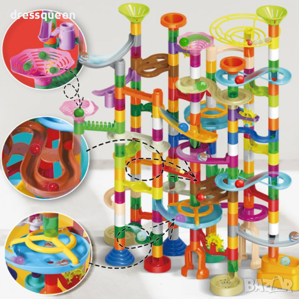 8107 Играчка конструктор писта със светещи топчета - комплект 200 части, снимка 1