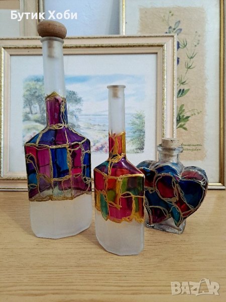 Лот авторски рисувани шишета, снимка 1
