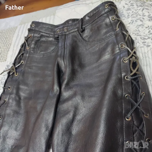 Кожен рокерски мото панталон размер 31, снимка 1