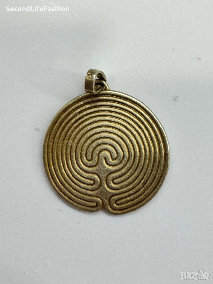 Голяма висулка Zolotas Greece Сребро 925 Лабиринт гръцки, снимка 1