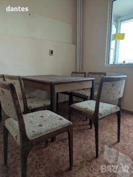 Маса разтегателна и шест стола. Г5, снимка 1