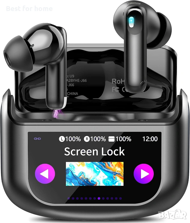 QXUFV Безжични слушалки, Bluetooth 5.4, Многофункционални слушалки с тъчскрийн, снимка 1