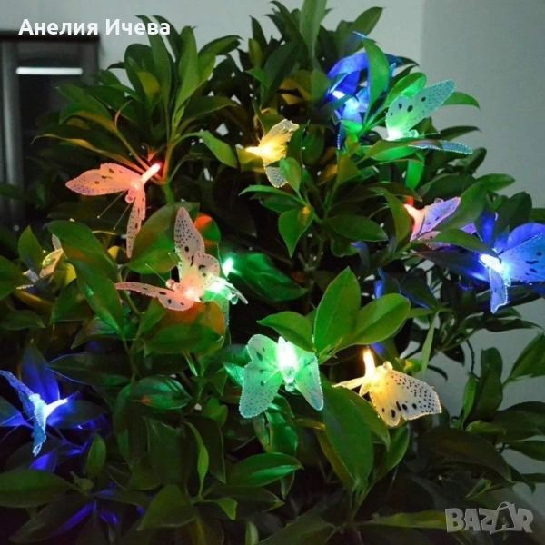Верига от LED лампички за градината с пеперуди, 12 лампи ., снимка 1