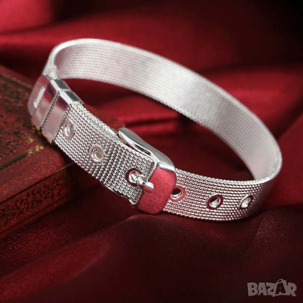 Посребрена гривна-каишка, снимка 1