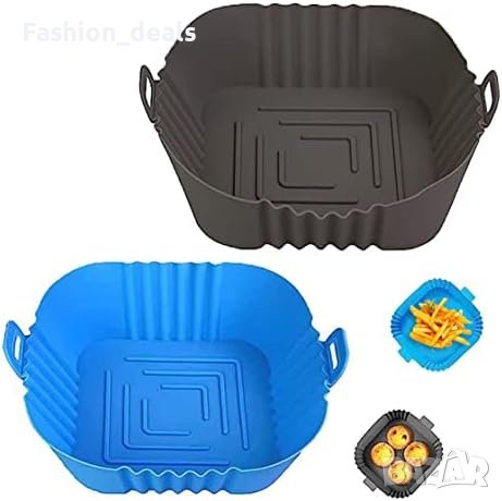 Нови 2 броя Силиконови подложки за въздушен фритюрник 7,8 инча Многократна употреба Air Fryer , снимка 1