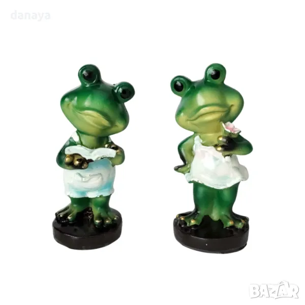5722 Мини декорация за градина статуетка Жаба с летни дрехи, 12см, снимка 1