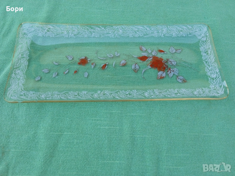 Стара стъклена чиния/плато, снимка 1