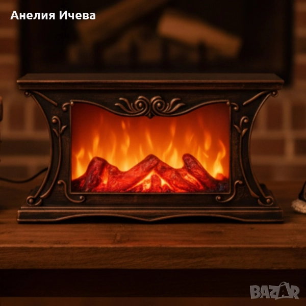 Декоративна LED камина с реалистичен ефект на пламък и жарава, снимка 1
