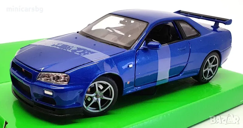 1:24 Метални колички: Nissan Skyline GT-R (R34), снимка 1