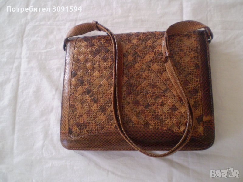 РЕТРО Кожена Дамска Чанта естествена кафява кожа, снимка 1
