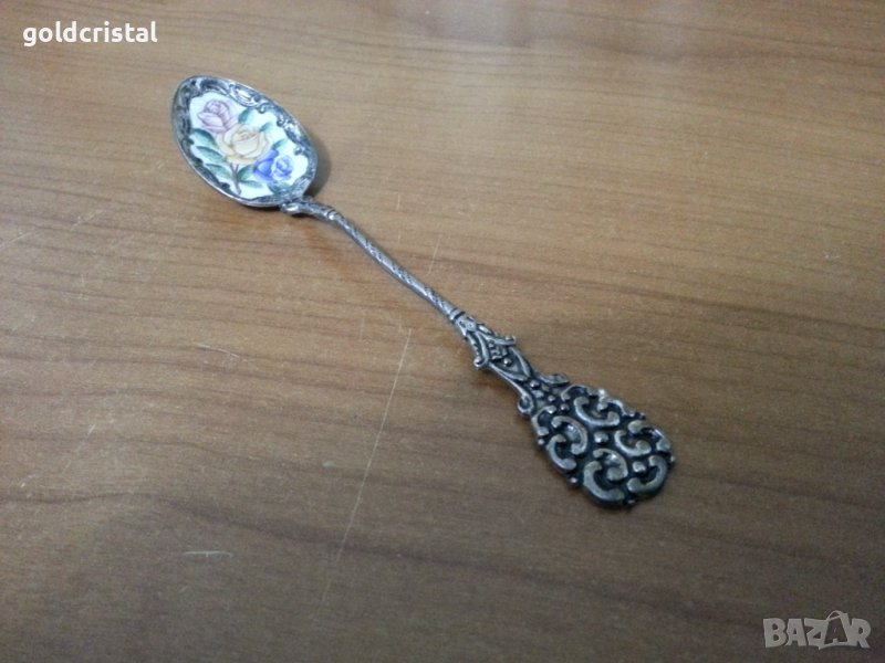 Стара лъжичка с емайл , снимка 1