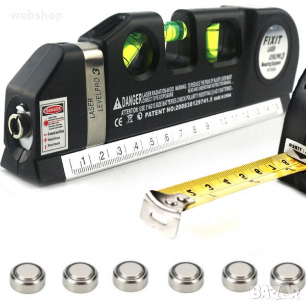 Лазерен нивелир с вградена ролетка 250 см, снимка 1
