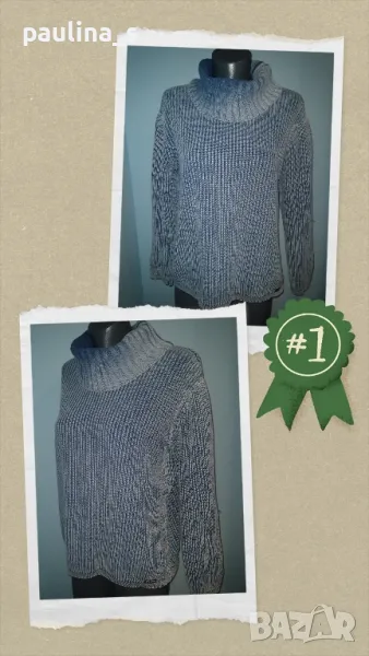 Памучен пуловер "Blue Willi's"/ дънкова имитация / голям размер , снимка 1
