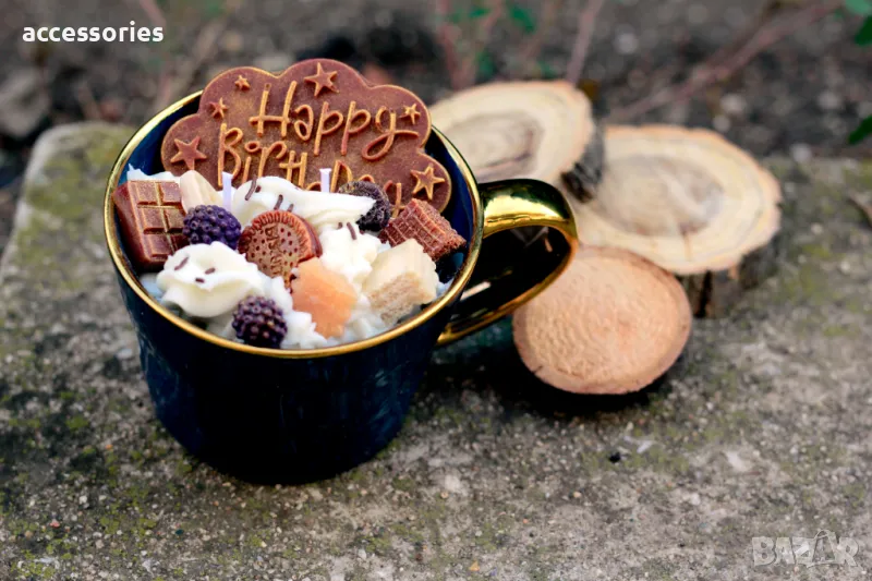 Ръчно изработена свещ "Happy Birthday", снимка 1