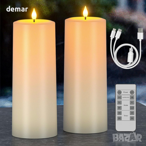 PChero соларни акумулаторни свещи с дистанционно управление, 2 бр. LED - 25,4 см