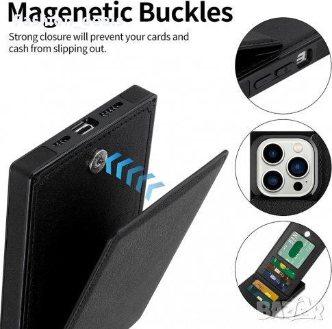 Нов черен Калъф Кейс Гръб за защита телефон iPhone 14 Pro Max Айфон 6,7 инча Държач за карти, снимка 7 - Калъфи, кейсове - 39574239