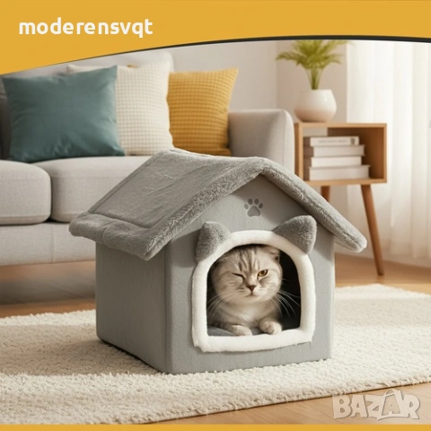 Плюшено меко легло за куче котка с цип, снимка 4 - За котки - 53537368