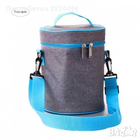 2750 Кръгла термочанта за храна с дълга и къса дръжка, снимка 3 - Други стоки за дома - 35731386