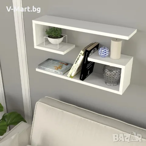 Рафт за стена, 2 броя в комплект, бели, 60х15x20 см, снимка 6 - Други - 55811958