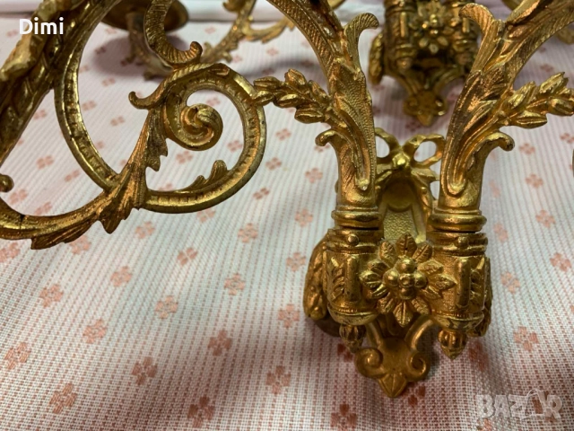 Свещници за пиано - уникално красиви позлатени Франция ок. 1850, снимка 6 - Антикварни и старинни предмети - 52367218