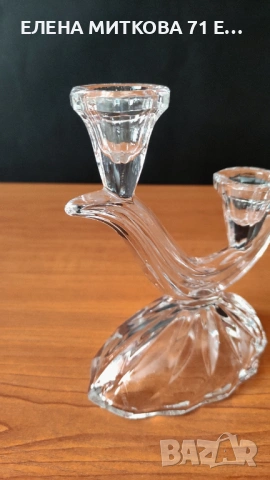 Кристален свещник двойка, снимка 3 - Декорация за дома - 53558632