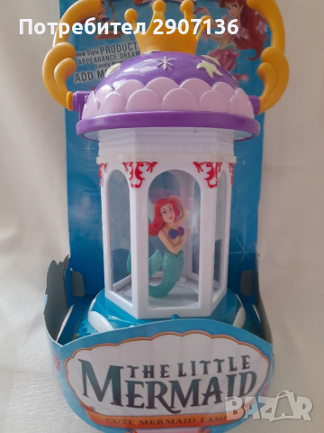 НОЩНА ЛАМПИЧКА С РУСАЛКАТА АРИЕЛ,РАБОТИ С БАТЕРИИ,свети и се върти , снимка 6 - Играчки за стая - 35171519